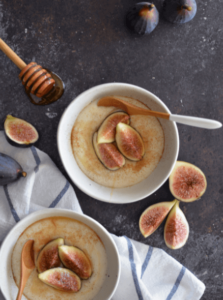 Ayurvedic breakfast with hot cereal and fruit.