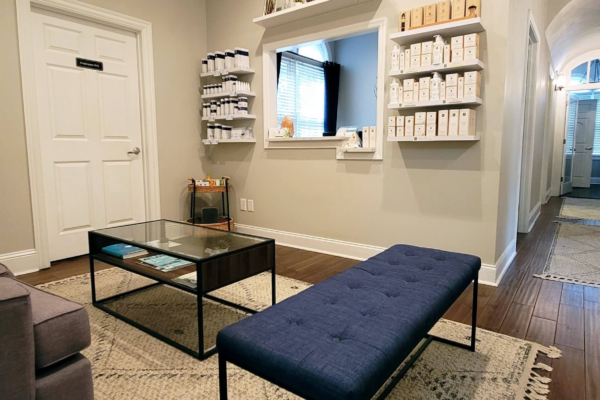 waiting room of hol+ spa in brookhaven, georgia