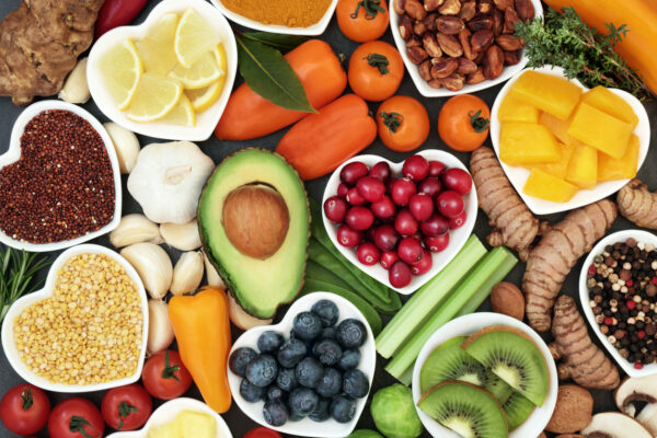 A spread of nutritional foods