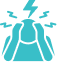 Person holding head with lightning bolts, indicating stress or headache.