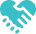 Handshake forming a heart shape, symbolizing partnership and support.