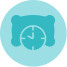 Clock icon superimposed on a pillow