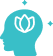 Head silhouette with a lotus flower inside, symbolizing mindfulness and mental clarity.