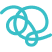 A teal, abstract scribble that resembles a tangled string or a stylized brain.