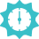 Clock icon with sunburst